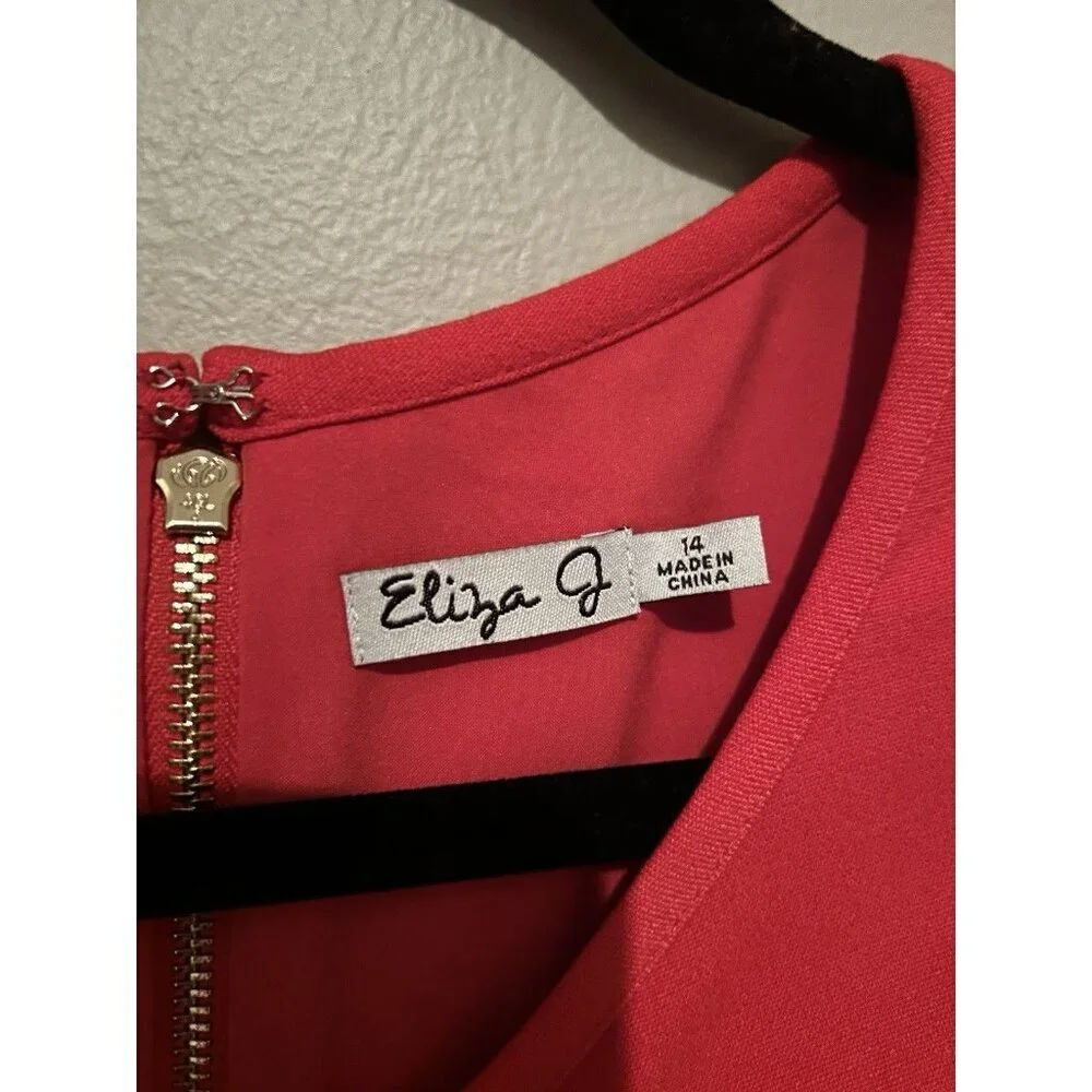 Eliza J Red Short Sleeve Sheath Dress Women's 14 Work Dress Business Casual New - Picture 5 of 9